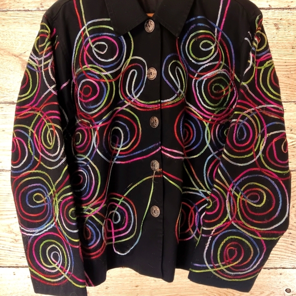 Passport Jackets & Blazers - Passport Women's Jacket Spirial Embroidered Multicolor  Size XL Waist Length